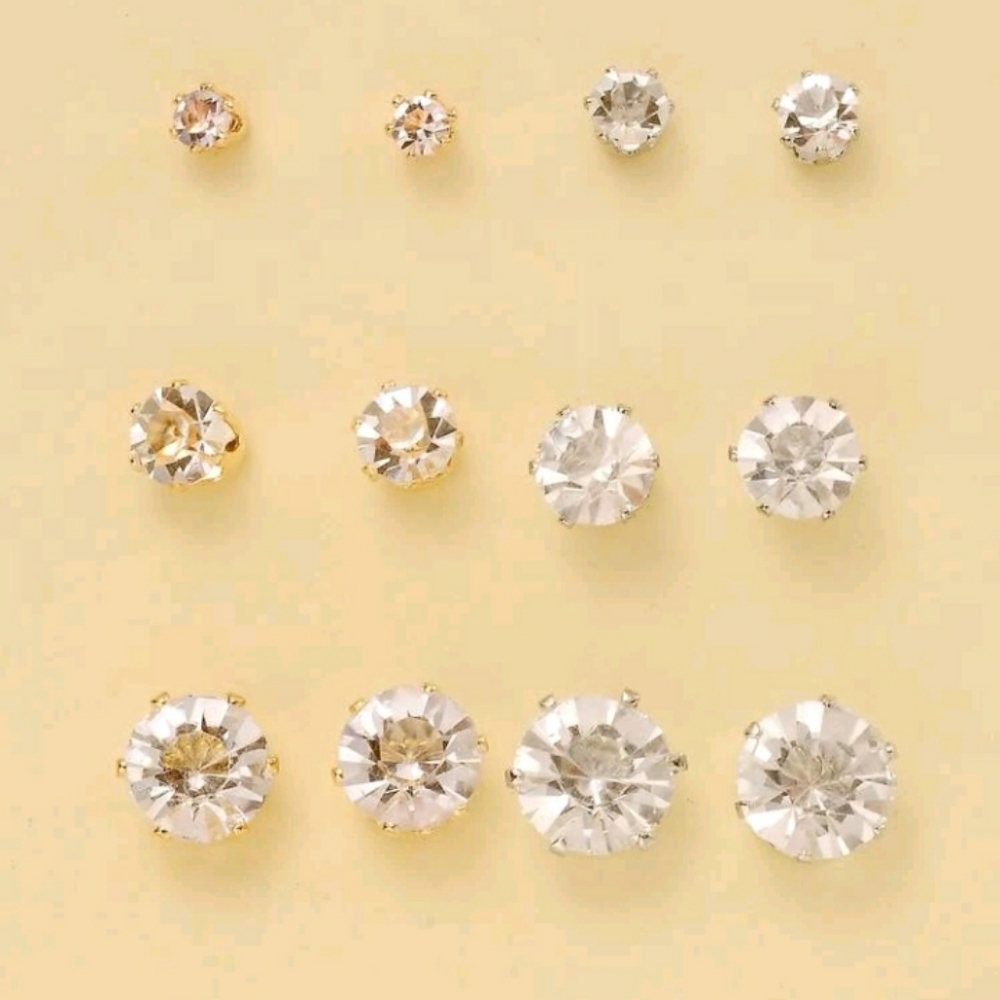 6 pairs Rhinestone Stud Earrings